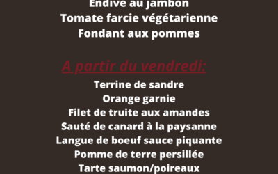 Plats de la semaine du 07 au 12 Avril