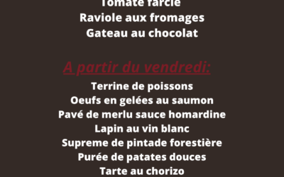 Plats de la semaine du 14 au 19 Avril