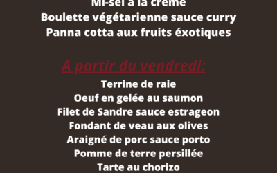 Plats de la semaine du 19 au 24 Mai