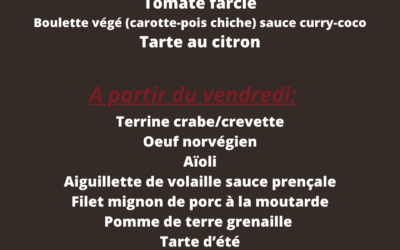 Plats de la semaine du 23 au 28 juin