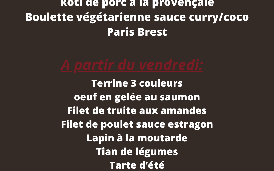 Cette semaine la Robinerie vous propose:
