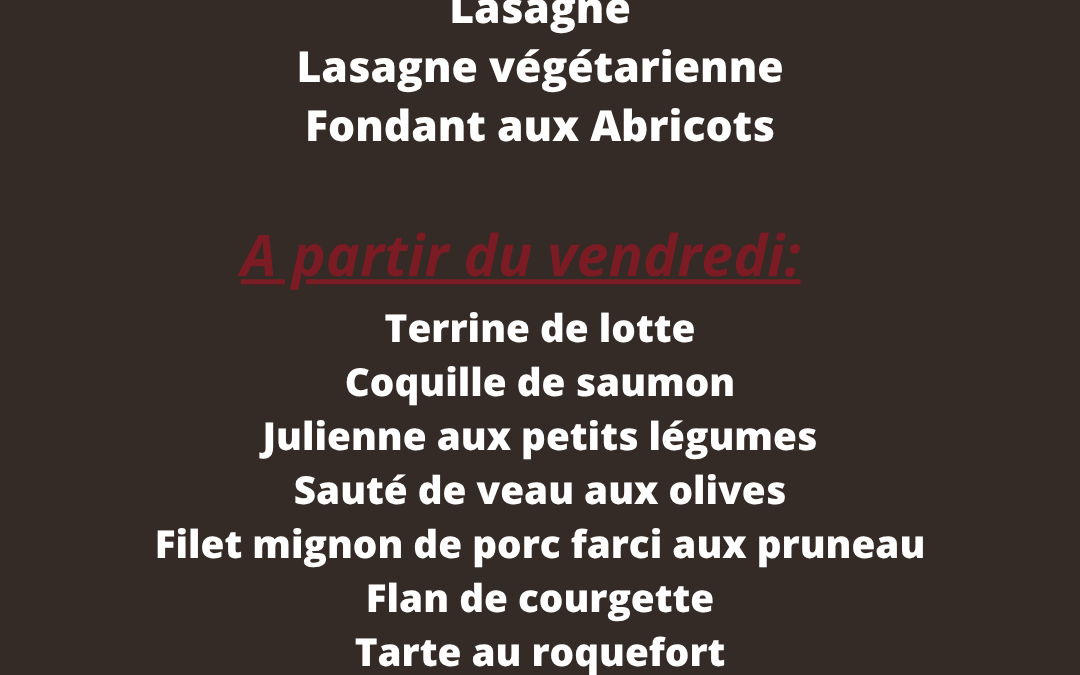Cette semaine la Robinerie vous propose: