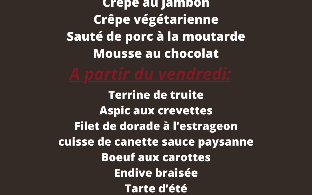 Cette semaine la Robinerie vous propose: