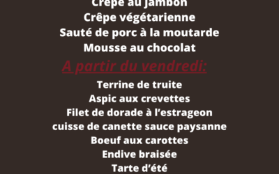 Cette semaine la Robinerie vous propose:
