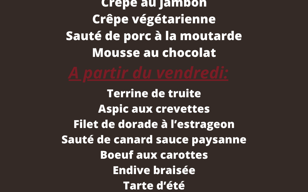 Cette semaine la Robinerie vous propose: