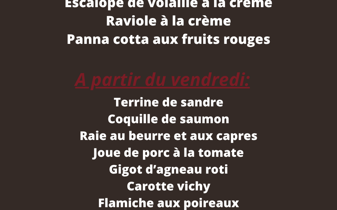 Cette semaine la Robinerie vous propose: