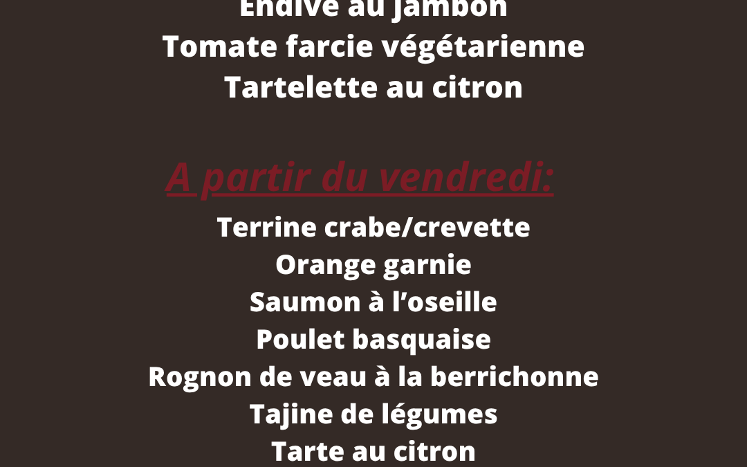 Cette semaine la Robinerie vous propose: