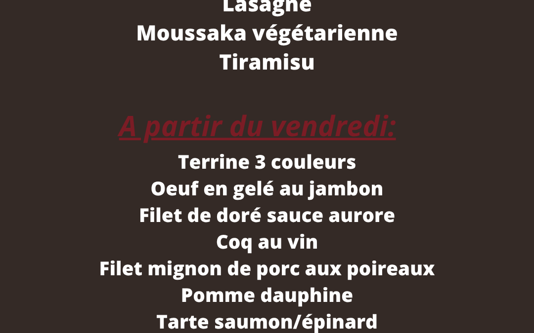 Cette semaine la Robinerie vous propose: